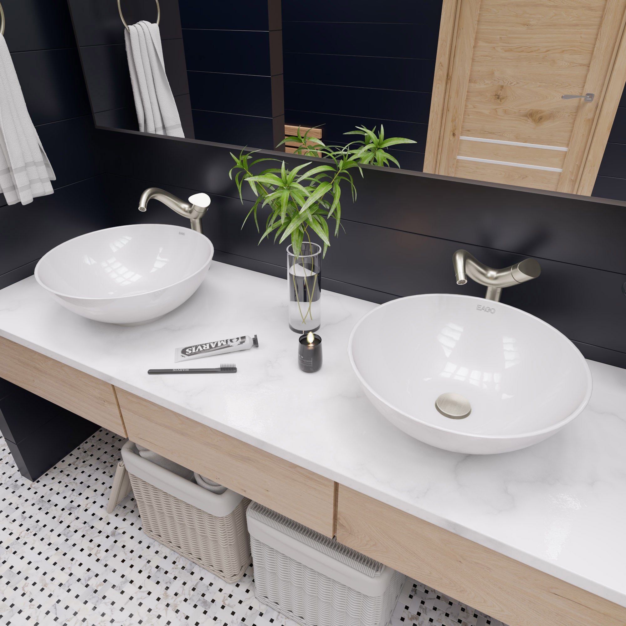 ALFI AB1570-BN Tall Wave Brushed Nickel Single Lever Bathroom Faucet