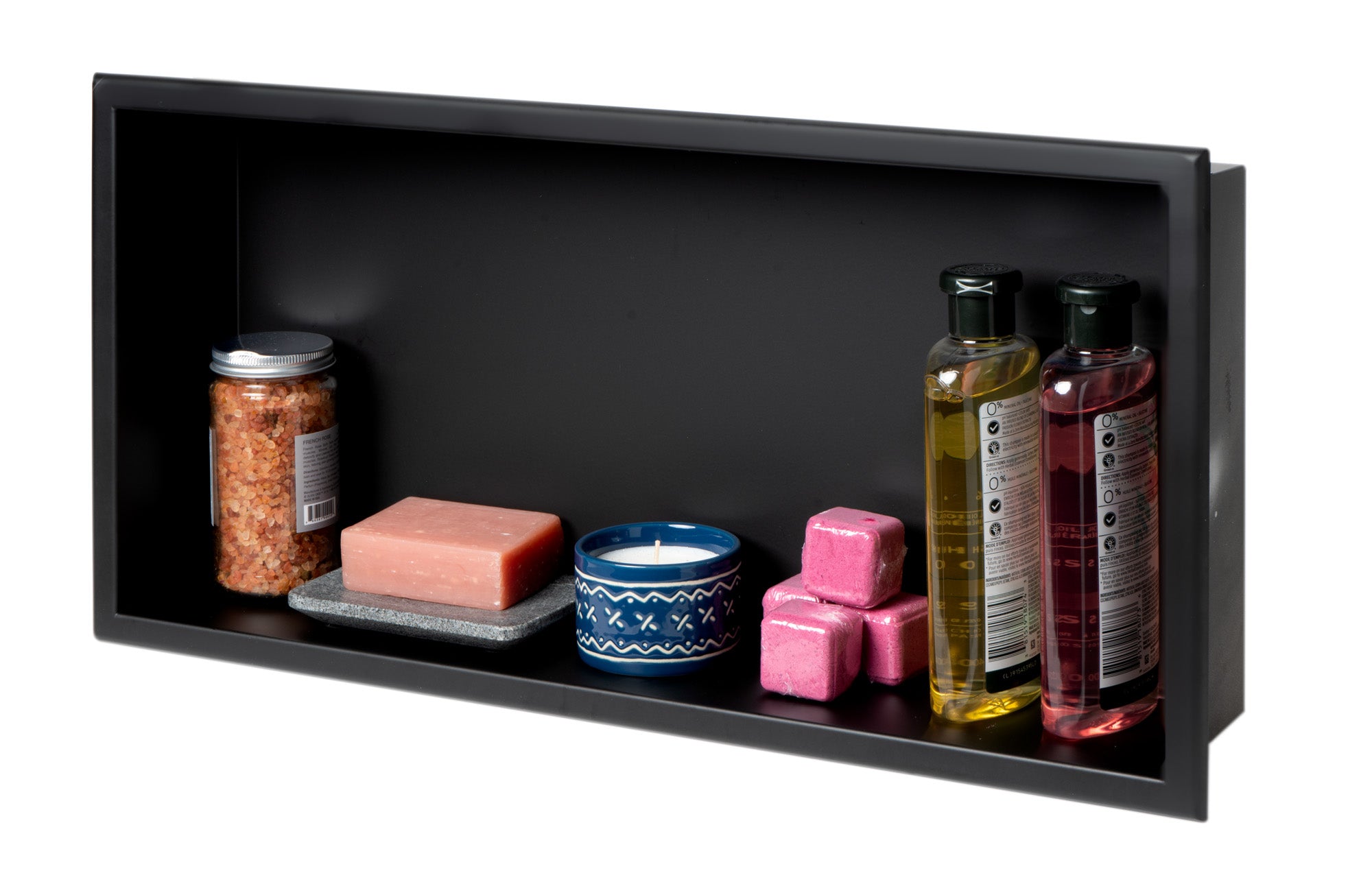 ALFI ABNC2412-BLA 24 x 12 Black Matte Stainless Steel Horizontal Single Shelf Bath Shower Niche