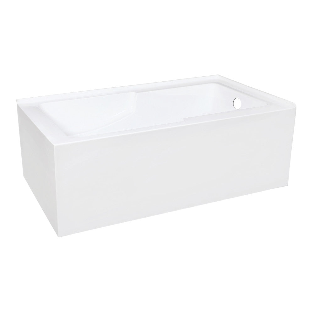 Aqua Eden VTAM6032R22S 60" Acrylic Rectangular 2-Wall Corner Alcove Tub with Corner Apron, Right Hand Drain Hole, Glossy White