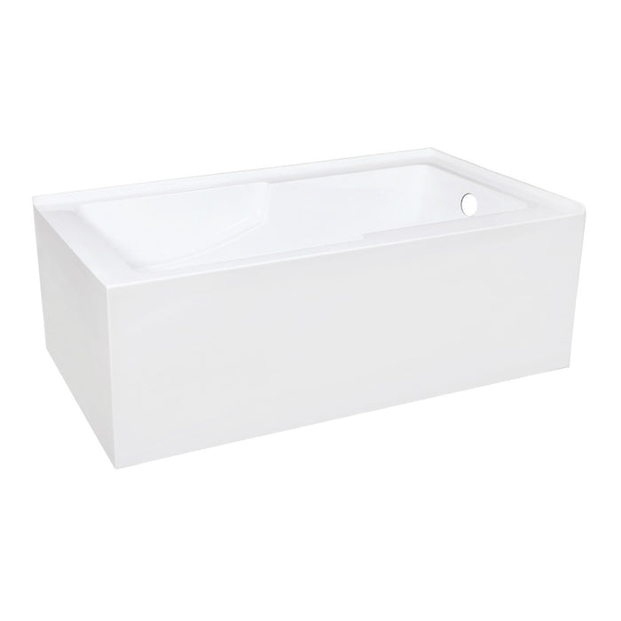 Aqua Eden VTAM6032R22S 60" Acrylic Rectangular 2-Wall Corner Alcove Tub with Corner Apron, Right Hand Drain Hole, Glossy White