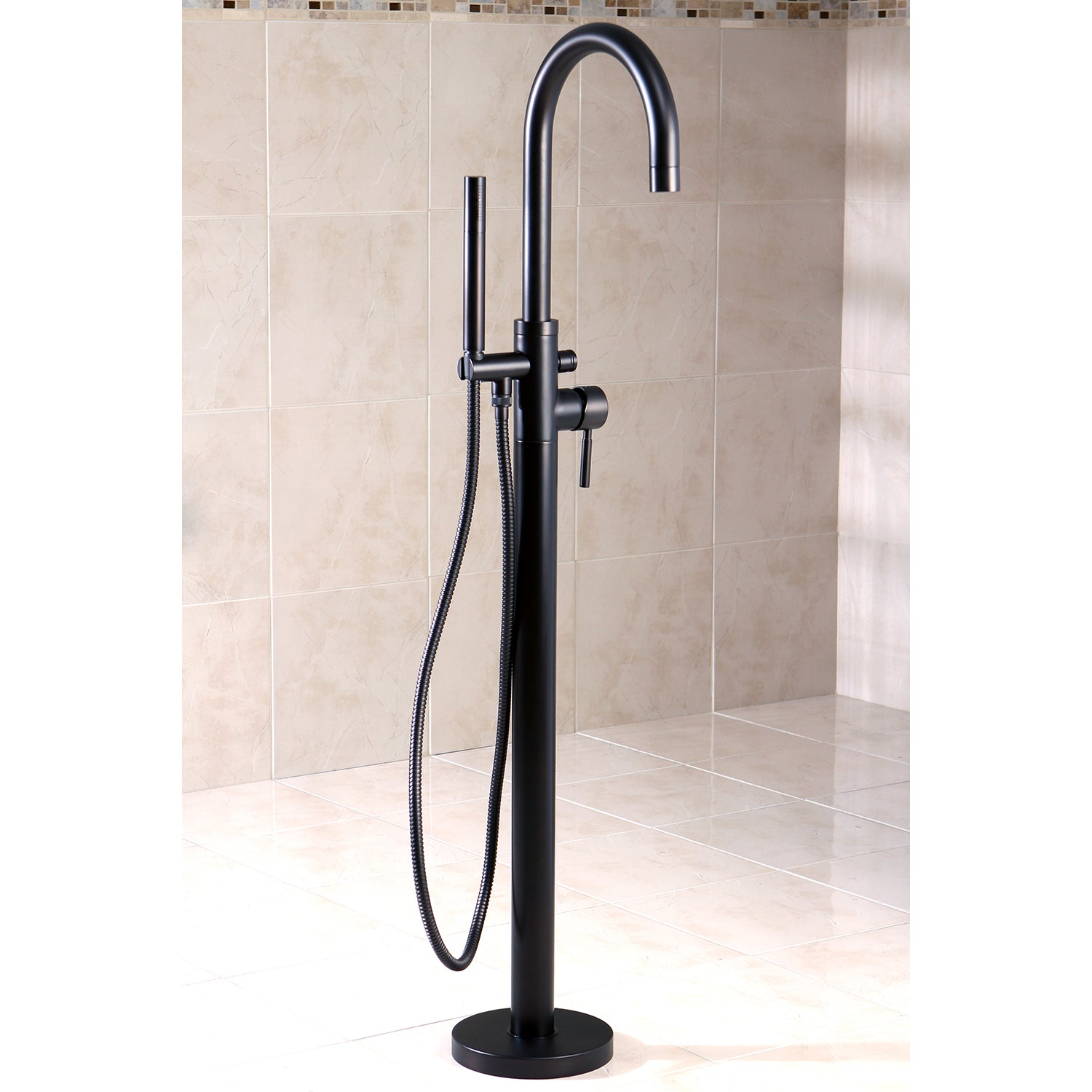 Kingston Brass KS8155DL Concord Freestanding Tub Faucet with Hand Shower, Oil Rubbed Bronze