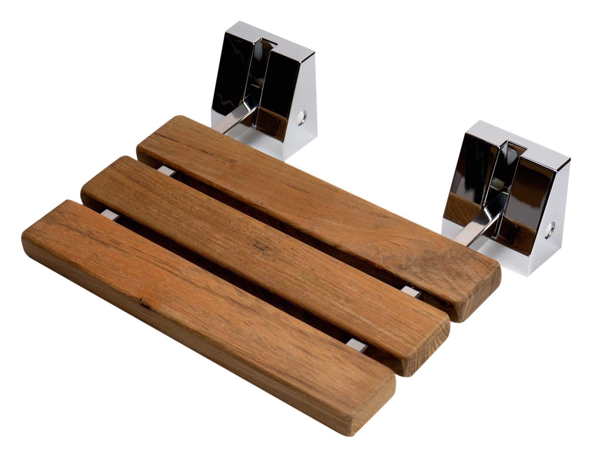 ALFI ABS16S-PC Polished Chrome 16" Folding Teak Wood Shower Seat Bench
