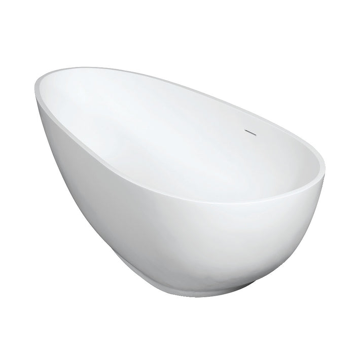 Kingston Brass VRTOV683321 67" Solid Surface Egg Shaped Double Ended Freestanding Tub with Drain, Glossy White/Matte White