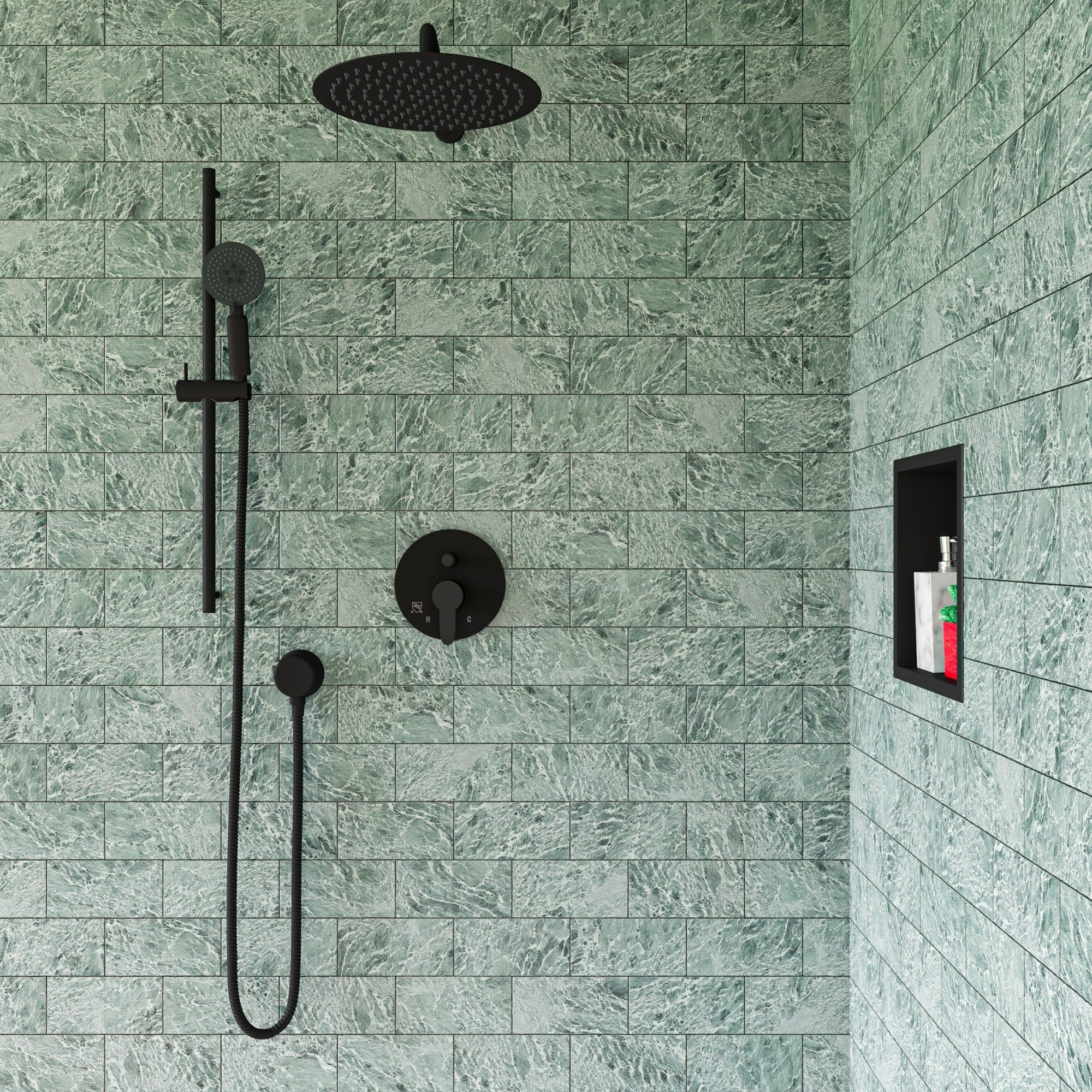 ALFI AB3101-BM Black Matte Shower Valve with Rounded Lever Handle and Diverter