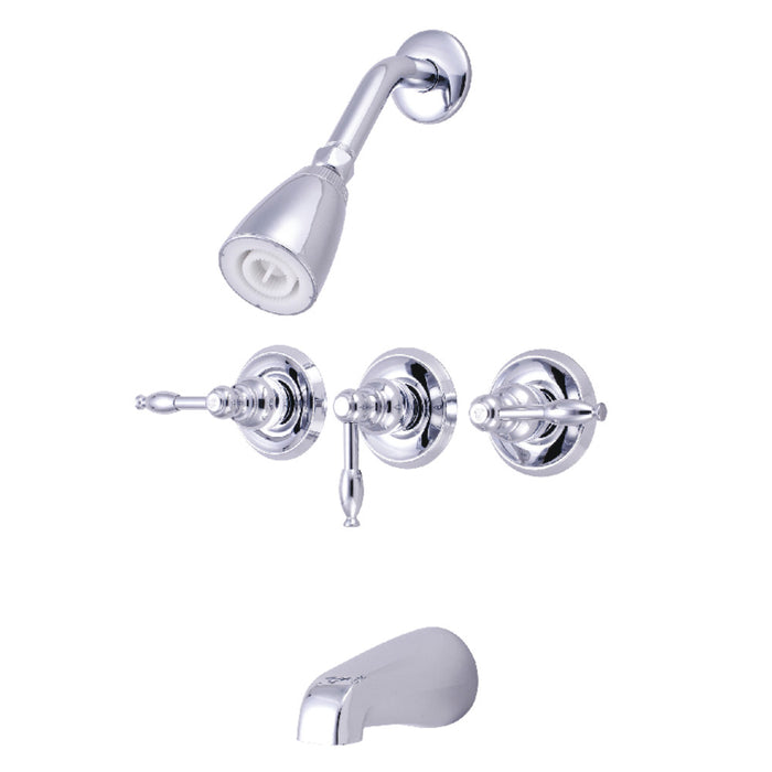 Kingston Brass KB231KL Knight Triple-Handle Tub and Shower Faucet, Polished Chrome