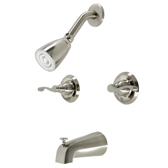 Kingston Brass KB248FL Royal Double-Handle Tub and Shower Faucet, Brushed Nickel