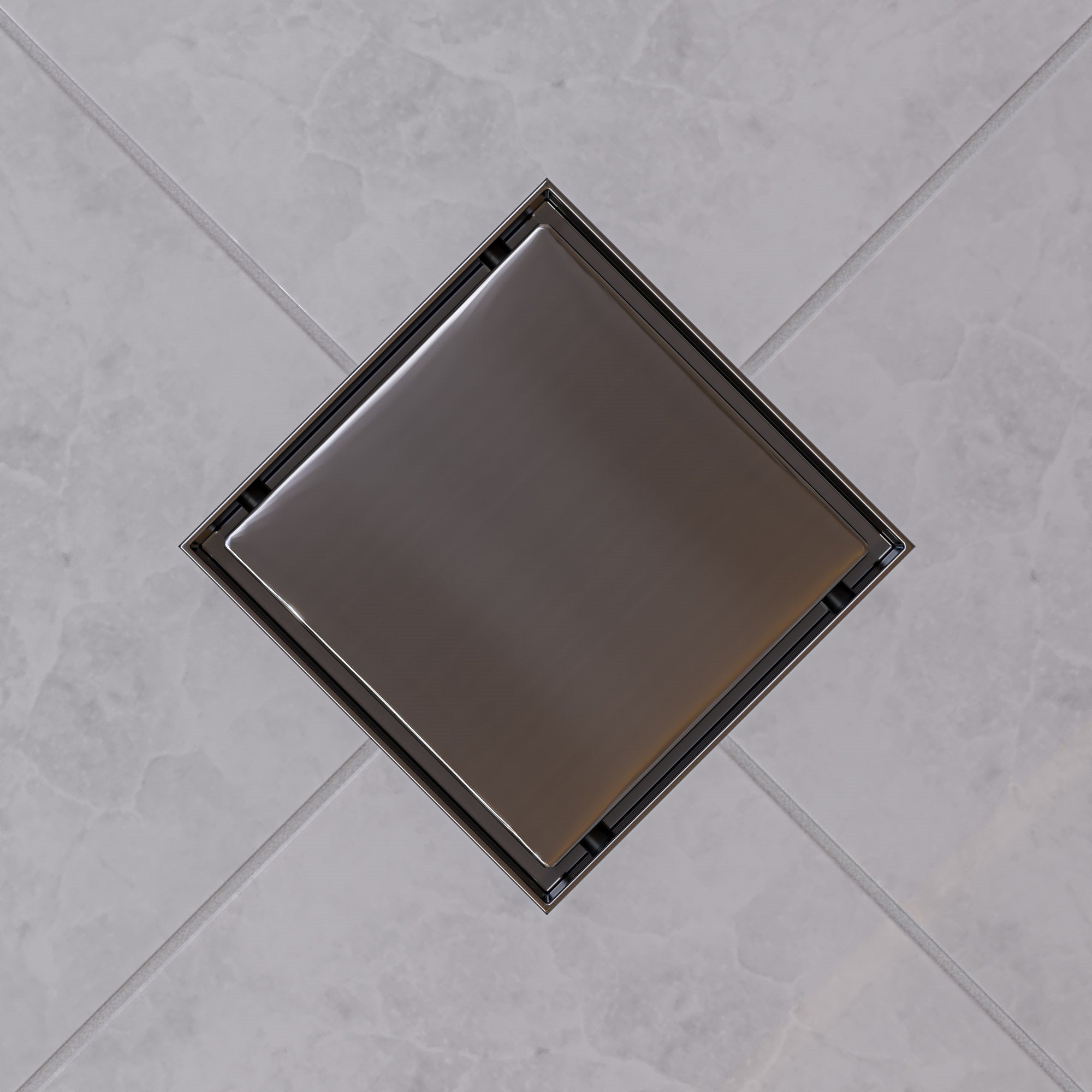 ALFI ABSD55B-BSS 5" x 5" Modern Square Polished Stainless Steel Shower Drain with Solid Cover