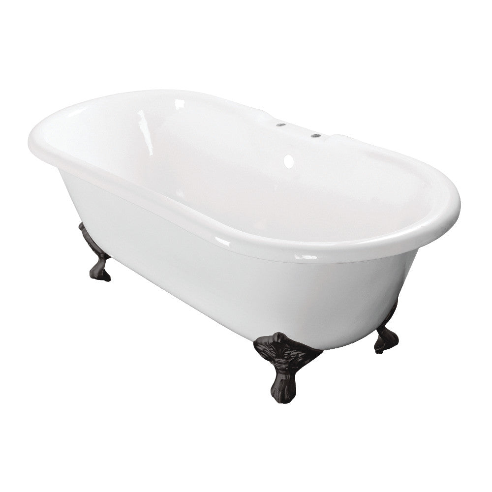 Aqua Eden VCT7D603017NB0 60" Cast Iron Oval Double Ended Clawfoot Tub (7" Faucet Drillings), White/Matte Black