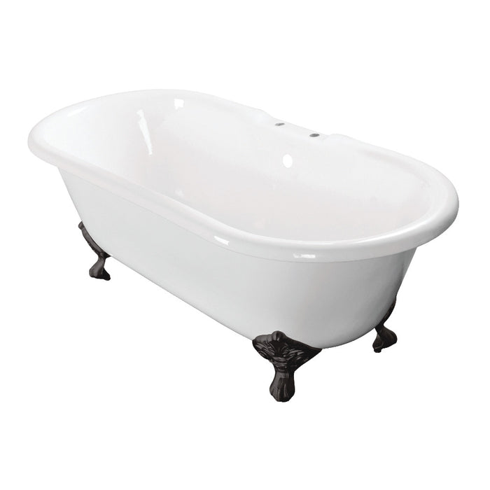 Aqua Eden VCT7D603017NB0 60" Cast Iron Oval Double Ended Clawfoot Tub (7" Faucet Drillings), White/Matte Black