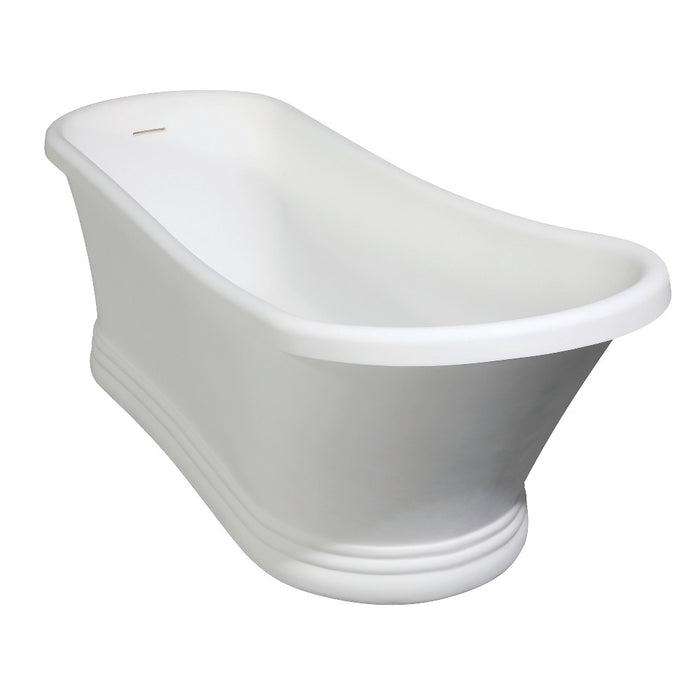 Aqua Eden VRTSS673026 68" Solid Surface Oval Single Slipper Pedestal Tub with Drain (No Faucet Drillings), Glossy White/Matte White