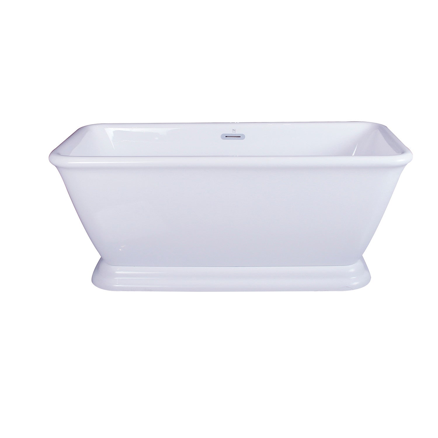 Aqua Eden VTSQ663124 66" Acrylic Oval Rectangular Double Ended Pedestal Tub with Drain (No Faucet Drillings), Glossy White