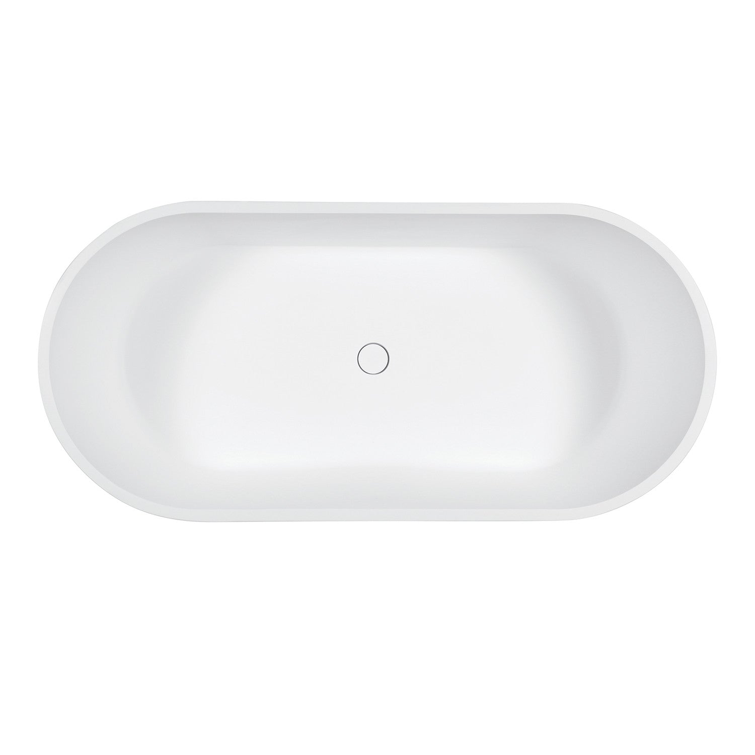 Kingston Brass VRTDE612922 60" Solid Surface Oval Double Ended Freestanding Tub with Drain, Glossy White/Matte White