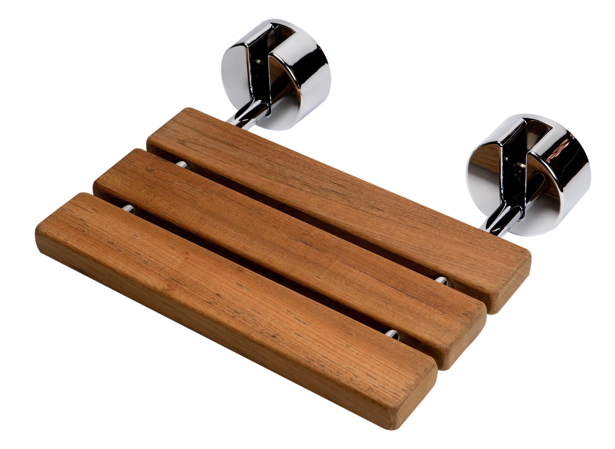 ALFI ABS16R-PC Polished Chrome 16" Folding Teak Wood Shower Seat Bench