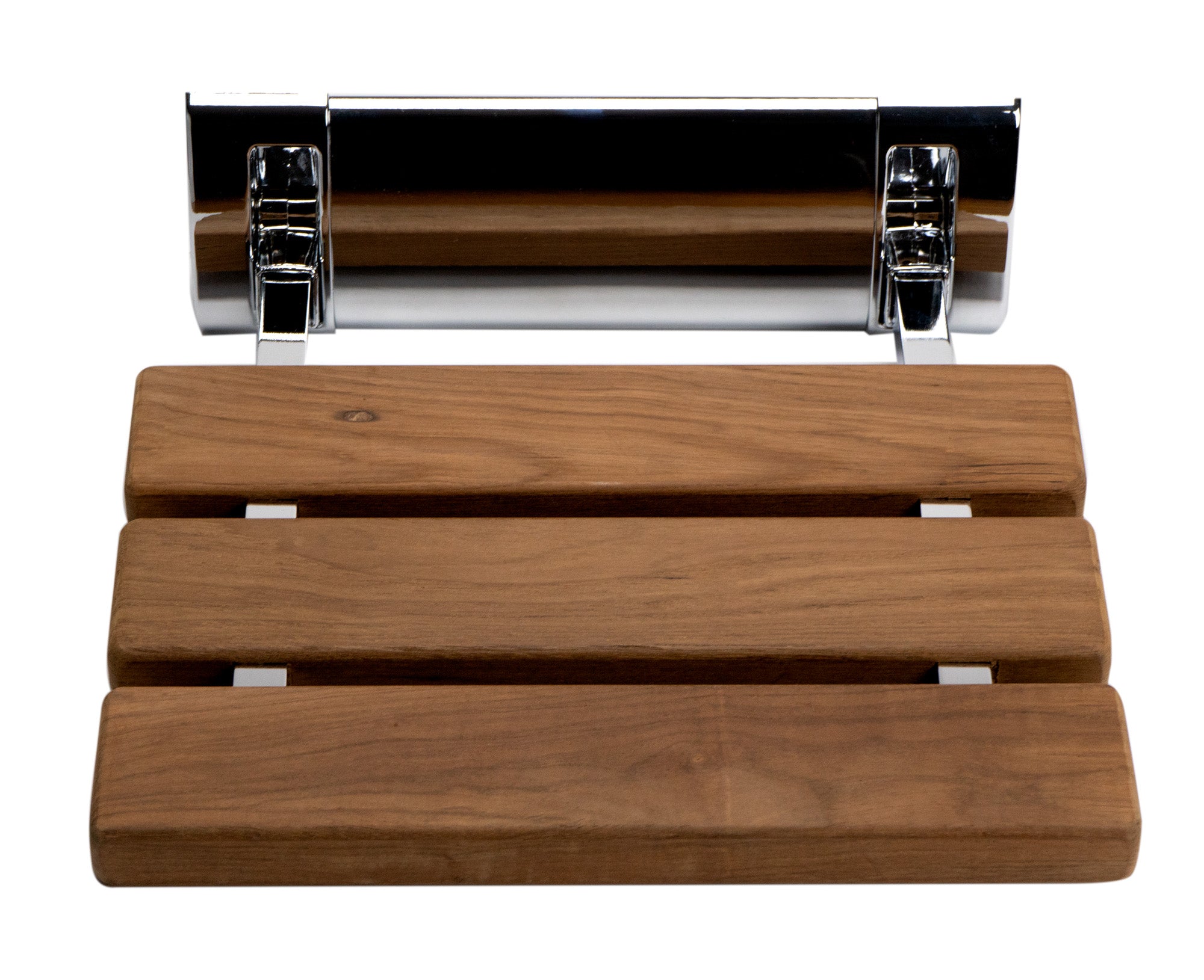 ALFI ABS14-PC Polished Chrome 14" Folding Teak Wood Shower Seat Bench