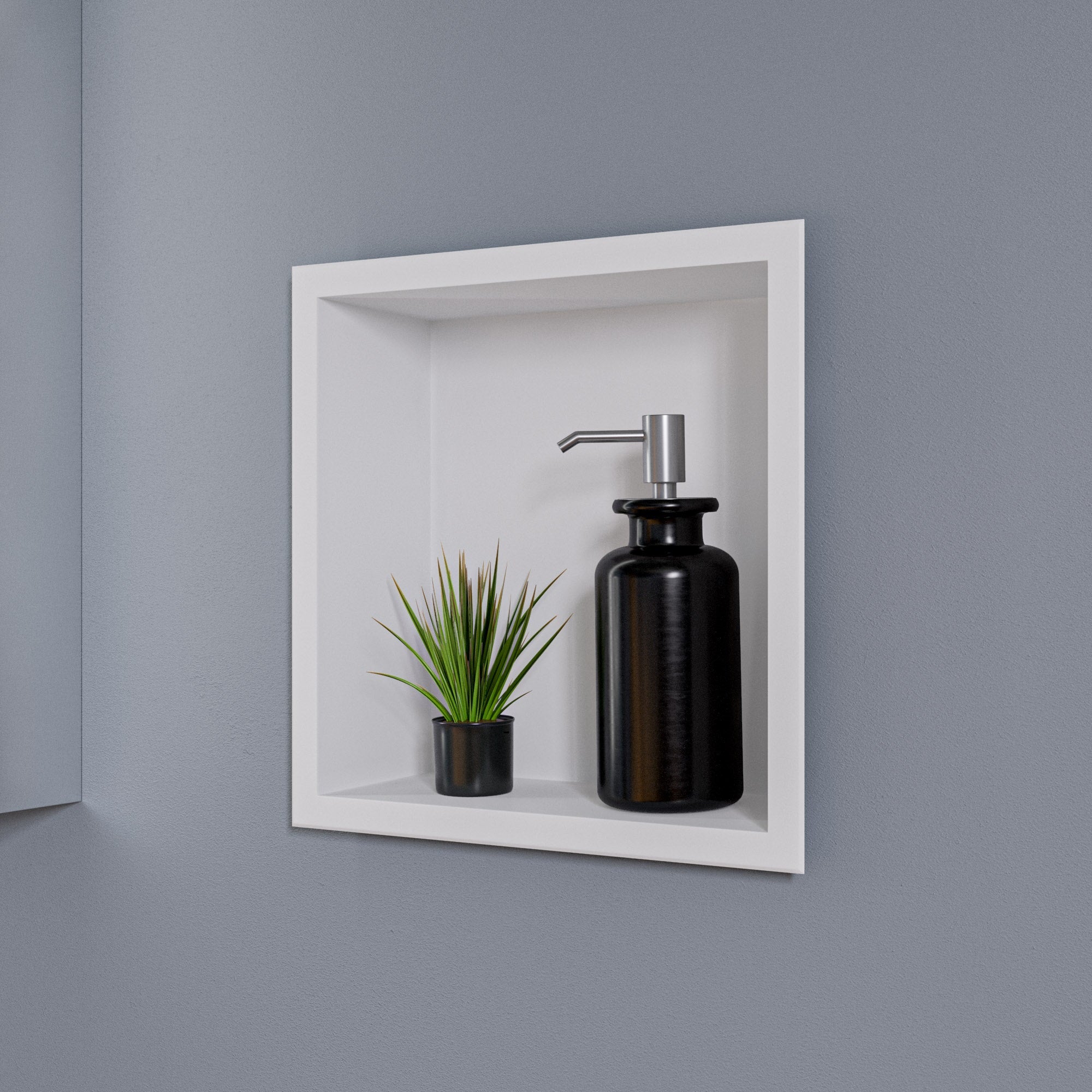 ALFI ABNC1212-W 12" x 12" White Matte Stainless Steel Square Single Shelf Bath Shower Niche