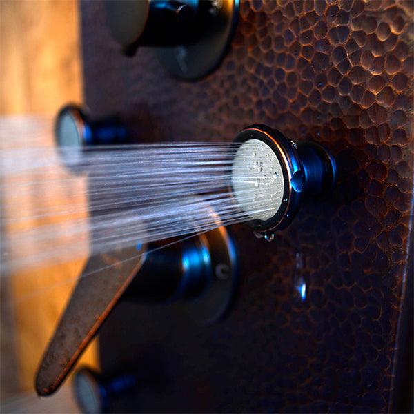PULSE ShowerSpas Hammered Copper ORB Shower Panel - Sedona ShowerSpa - Bathroom Design Center