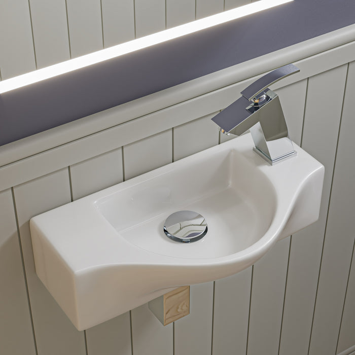 ALFI ABC114 White 18" Small Wall Mounted Ceramic Sink with Faucet Hole