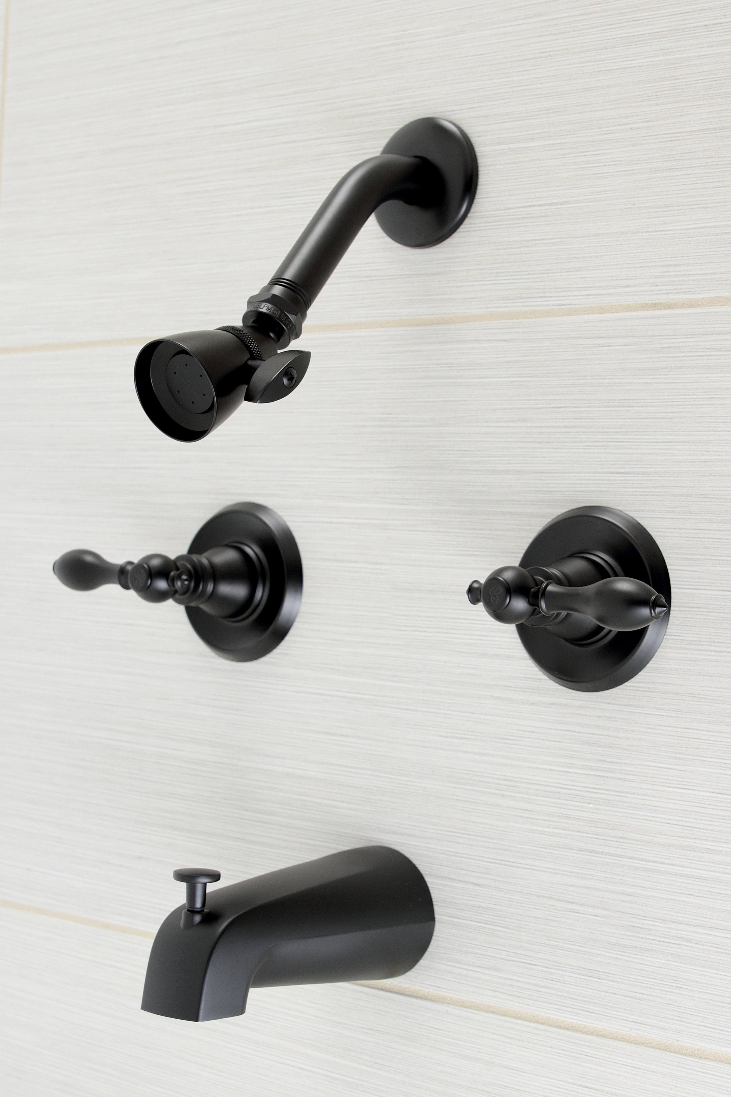 Kingston Brass KB240ACL American Classic Double-Handle Tub and Shower Faucet, Matte Black