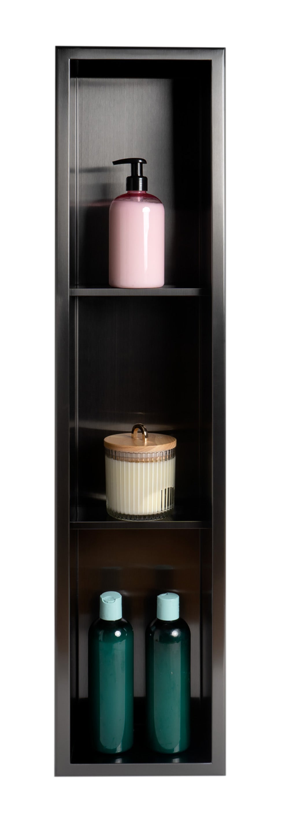 ALFI ABNP0836-BB 8" x 36" Brushed Black PVD Stainless Steel Vertical Triple Shelf Shower Niche