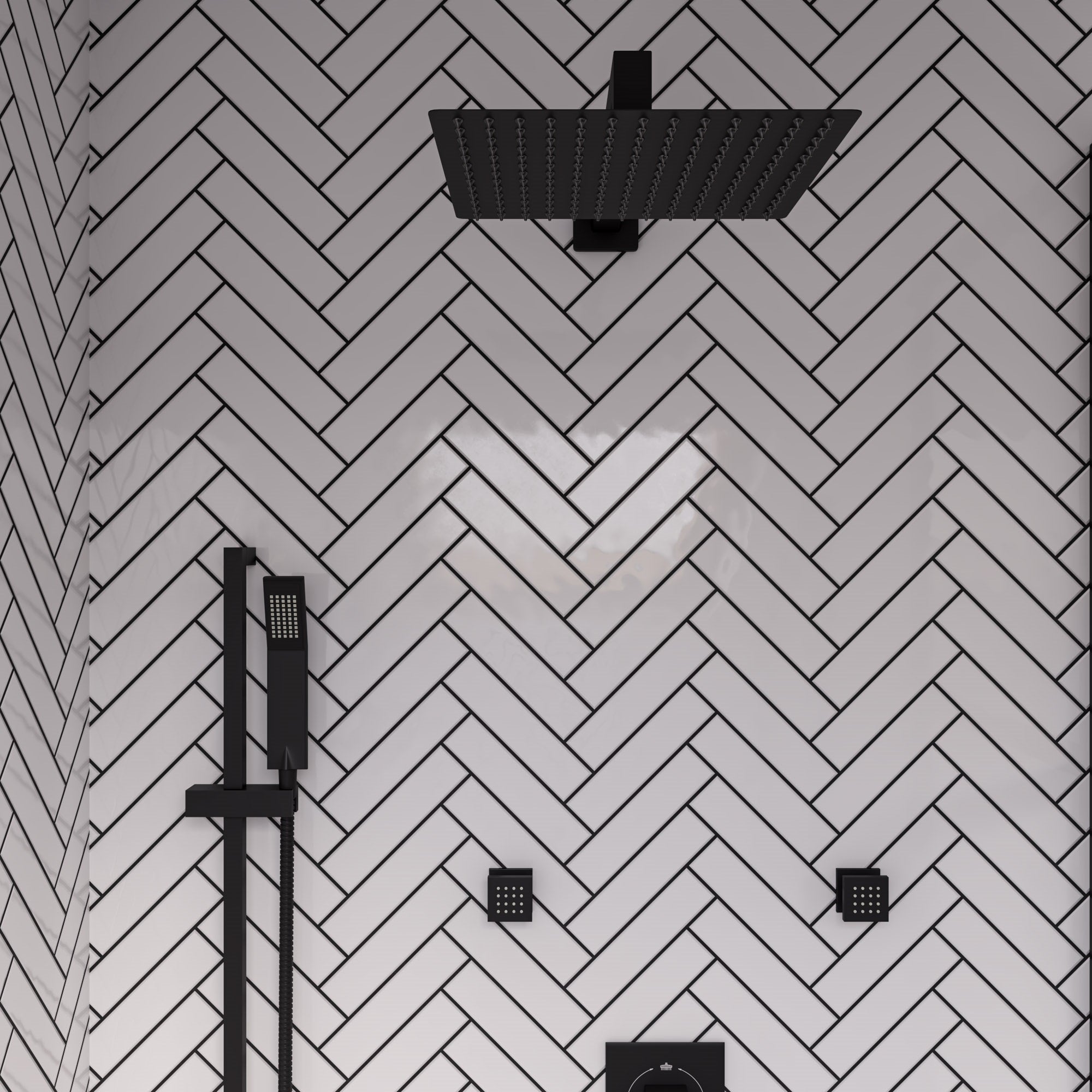 ALFI RAIN12S-BM Matte Black Stainless Steel 12" Square Ultra-Thin Rain Shower Head