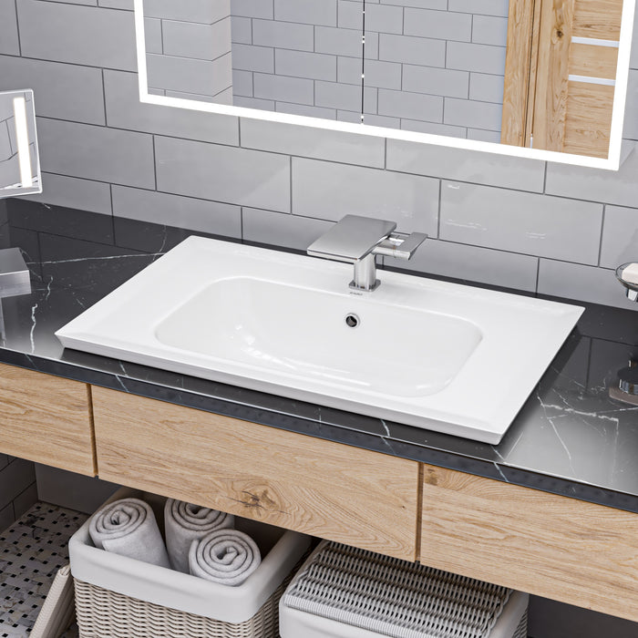 EAGO BH003 White Ceramic 32"x19" Rectangular Drop In Sink