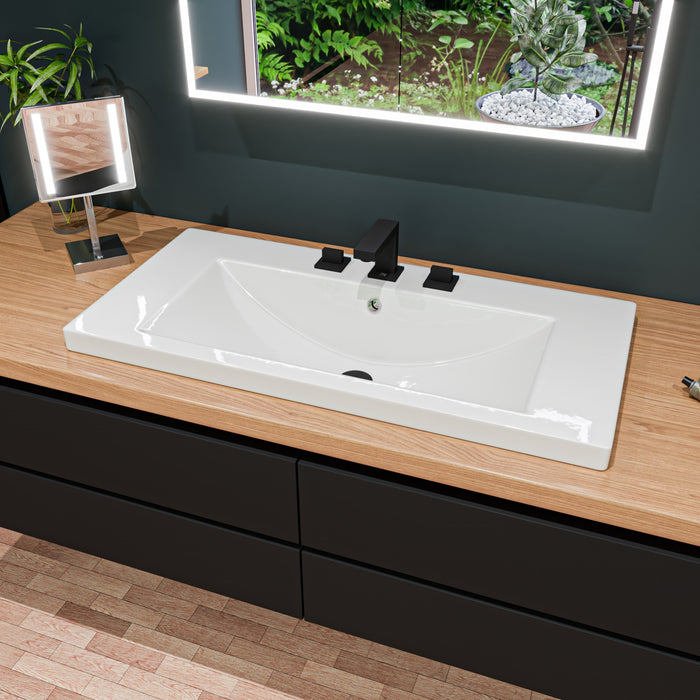 EAGO BH002 White Ceramic 40"x19" Rectangular Drop In Sink