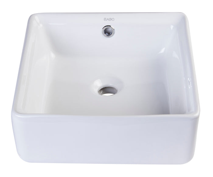 EAGO BA130 15" Square Ceramic Above Mount Bathroom Basin Vessel Sink
