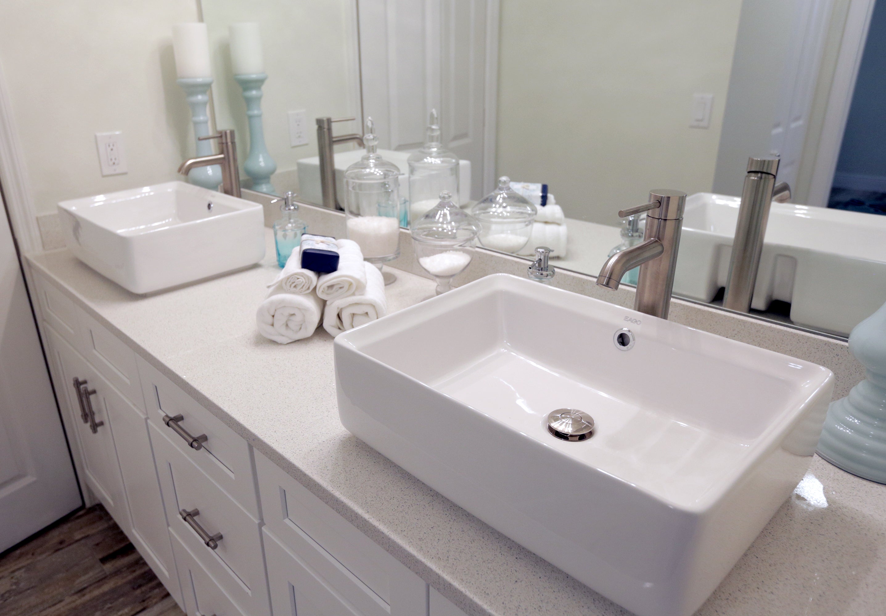 EAGO BA131  20" RECTANGULAR CERAMIC ABOVE MOUNT BASIN VESSEL SINK
