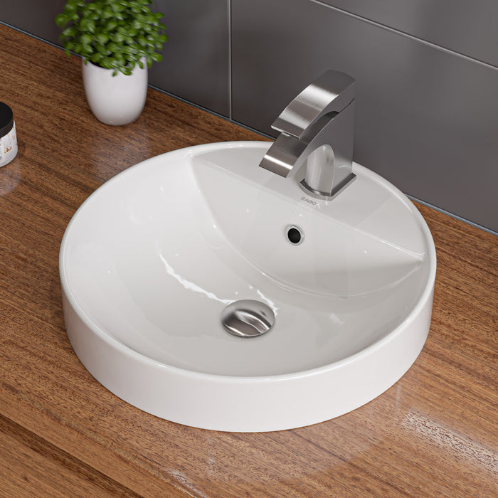 EAGO BA141 18" Round Ceramic Above Mount Bathroom Basin Vessel Sink