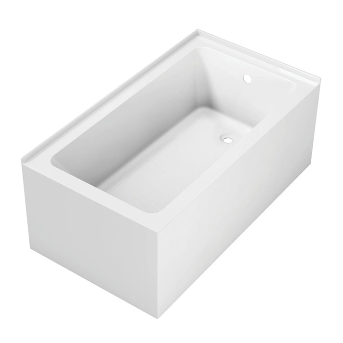 Aqua Eden VTAP5430R22TS 54" Acrylic Rectangular 2-Wall Corner Alcove Tub, Right Hand Drain, Glossy White