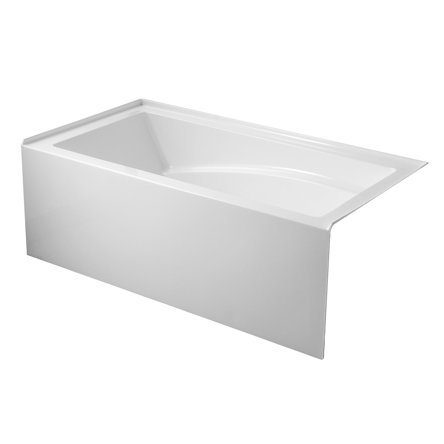 Aqua Eden VTAM6032R22D 60" Acrylic Rectangular 3-Wall Alcove Tub with Armrest and Anti-Skid Surface, Right Hand Drain, Glossy White