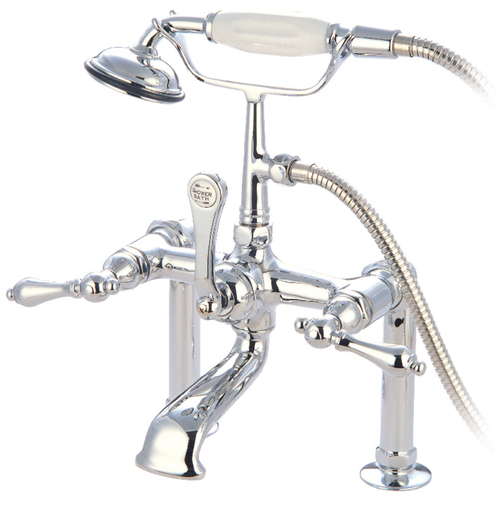 Kingston Brass CC104T1 Vintage 7" Center Deck-Mount Clawfoot Tub Faucet with Hand Shower, Polished Chrome
