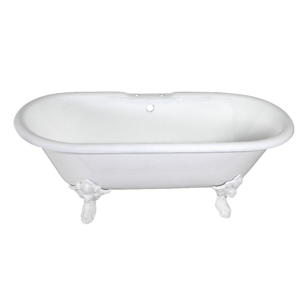 Aqua Eden VCT7DE7232NLW 72" Cast Iron Oval Double Ended Clawfoot Tub (7" Faucet Drillings), White