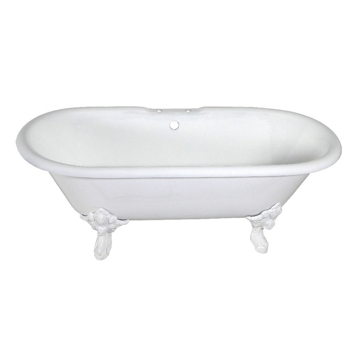 Aqua Eden VCT7DE7232NLW 72" Cast Iron Oval Double Ended Clawfoot Tub (7" Faucet Drillings), White