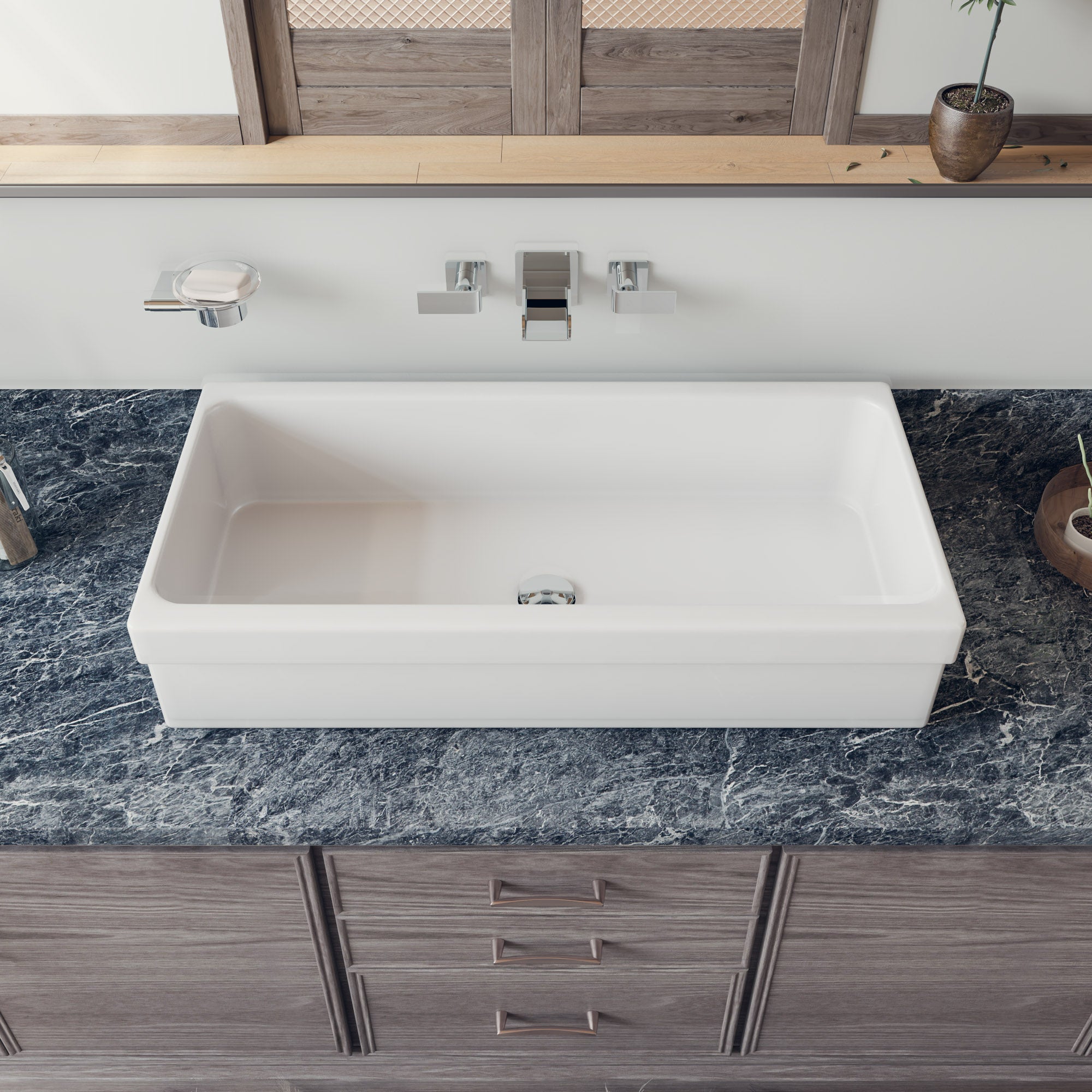ALFI AB36TR  36" White Above Mount Fireclay Bath Trough Sink