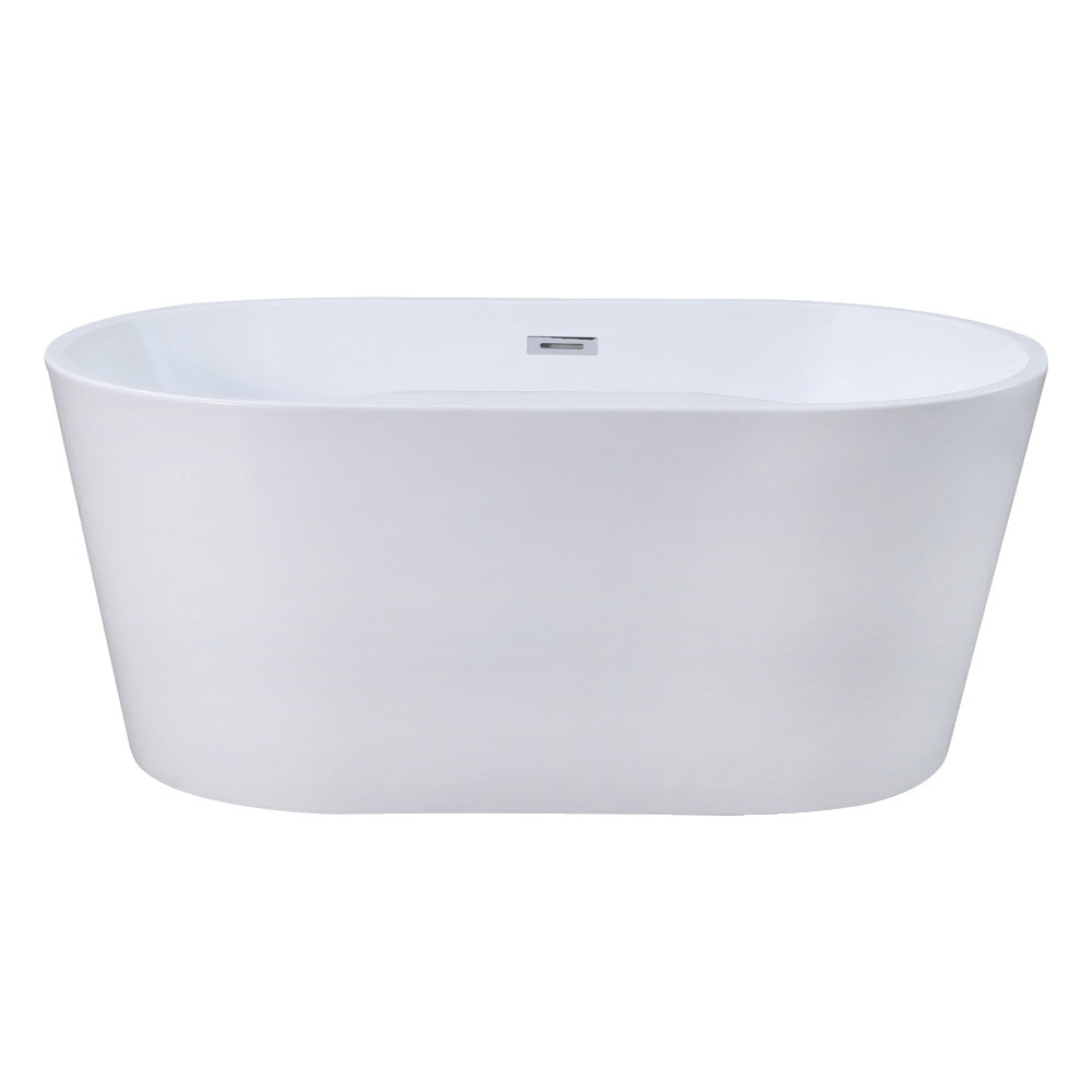 Kingston Brass VTDE563224BA 56" Acrylic Oval Double Ended Freestanding Tub with Drain, Glossy White