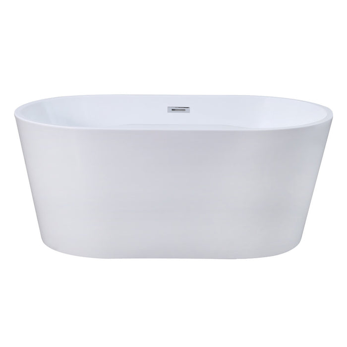 Kingston Brass VTDE563224BA 56" Acrylic Oval Double Ended Freestanding Tub with Drain, Glossy White
