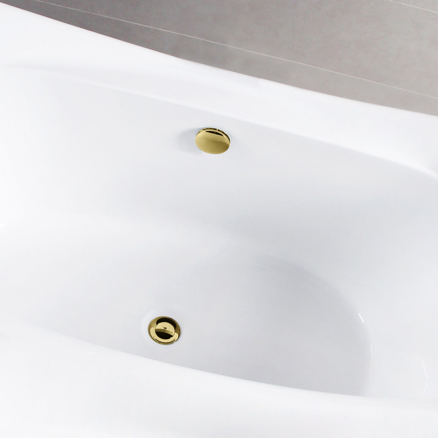 Kingston Brass VTDE673321M2 67" Acrylic Rectangular Double Ended Freestanding Tub with Overflow/Drain Assembly, Glossy White/Polished Brass