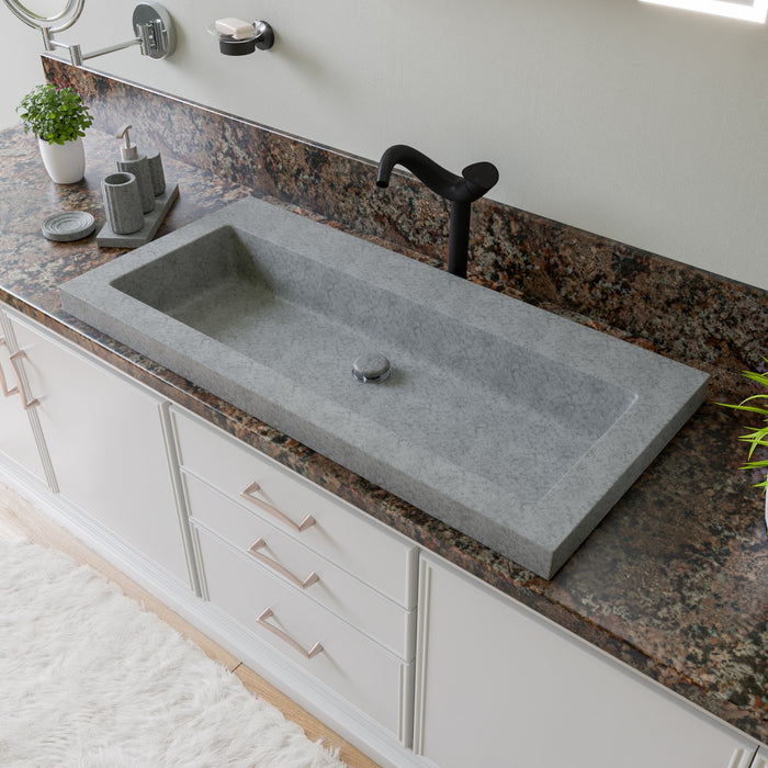 ALFI ABCO40TR 40" Solid Concrete Gray Matte Trough Sink for the Bathroom