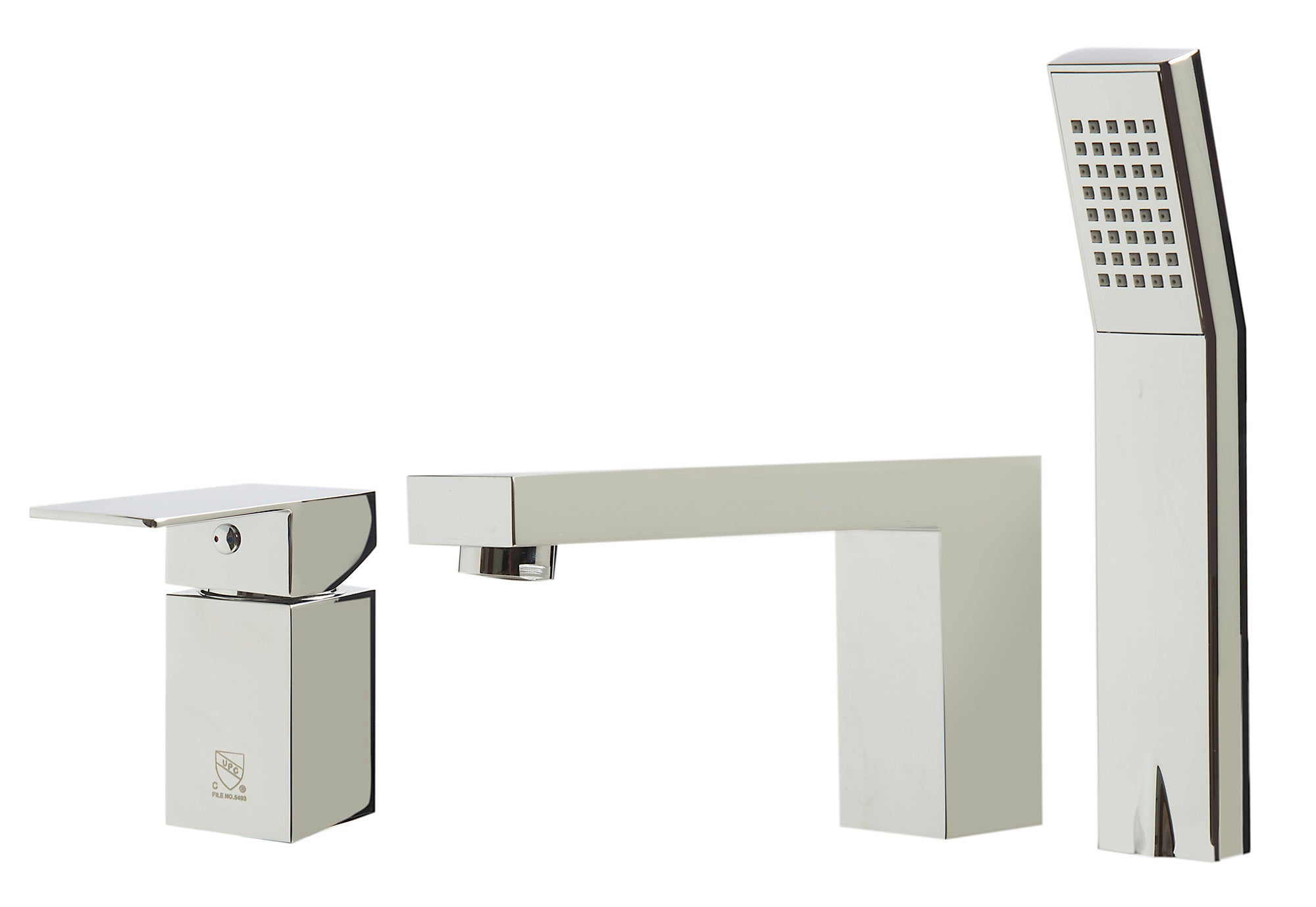 ALFI AB2322-PC Polished Chrome Deck Mounted Tub Filler and Square Hand Held Shower Head