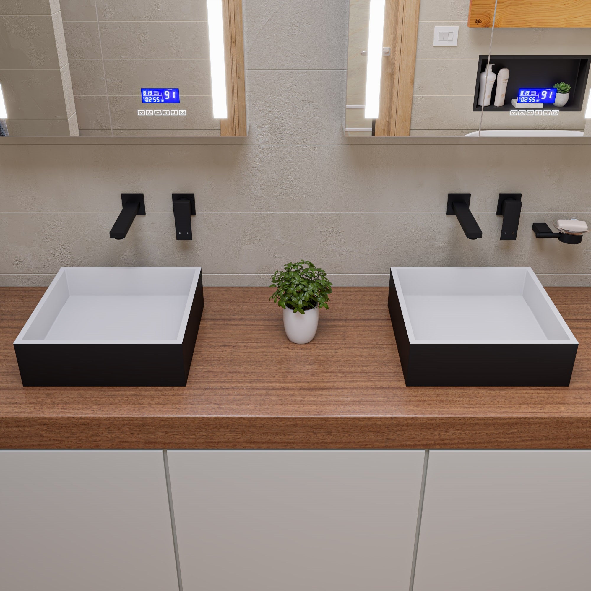 ALFI ABRS14SBM Black Matte 14" Square Solid Surface Resin Sink