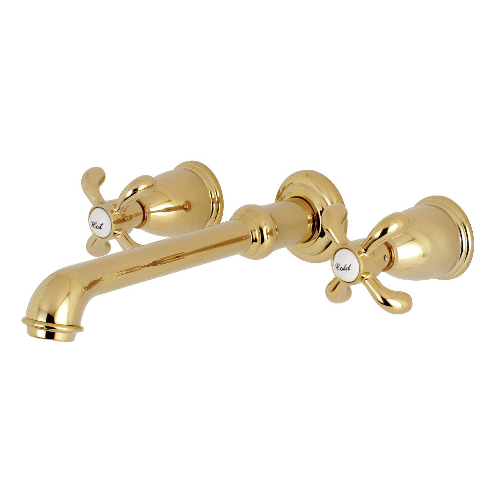 Kingston Brass KS7022TX French Country Two-Handle Wall Mount Roman Tub Faucet, Polished Brass