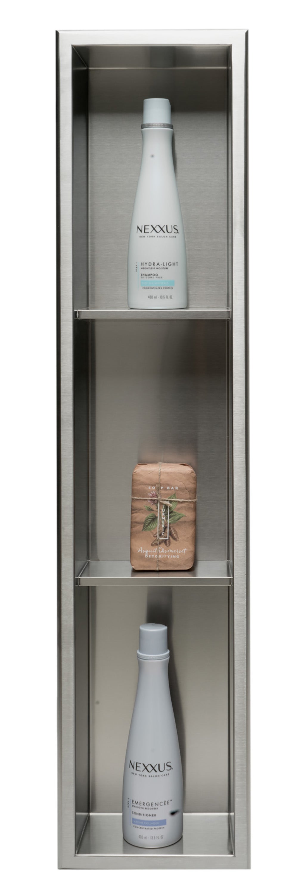 ALFI ABN0836-BSS 8 x 36 Brushed Stainless Steel Vertical Triple Shelf Bath Shower Niche