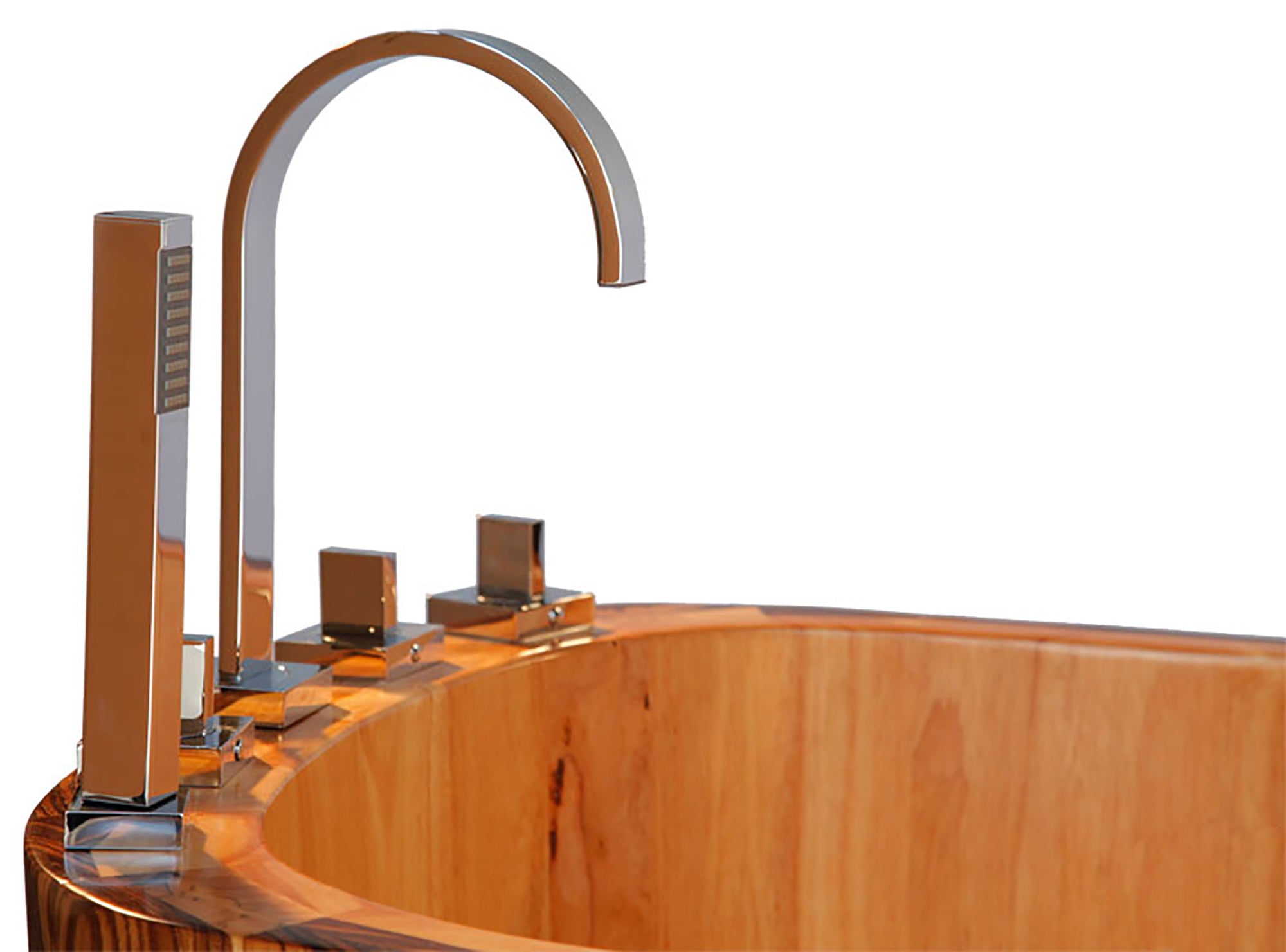 ALFI AB1148 59" Free Standing Wooden Bathtub with Chrome Tub Filler