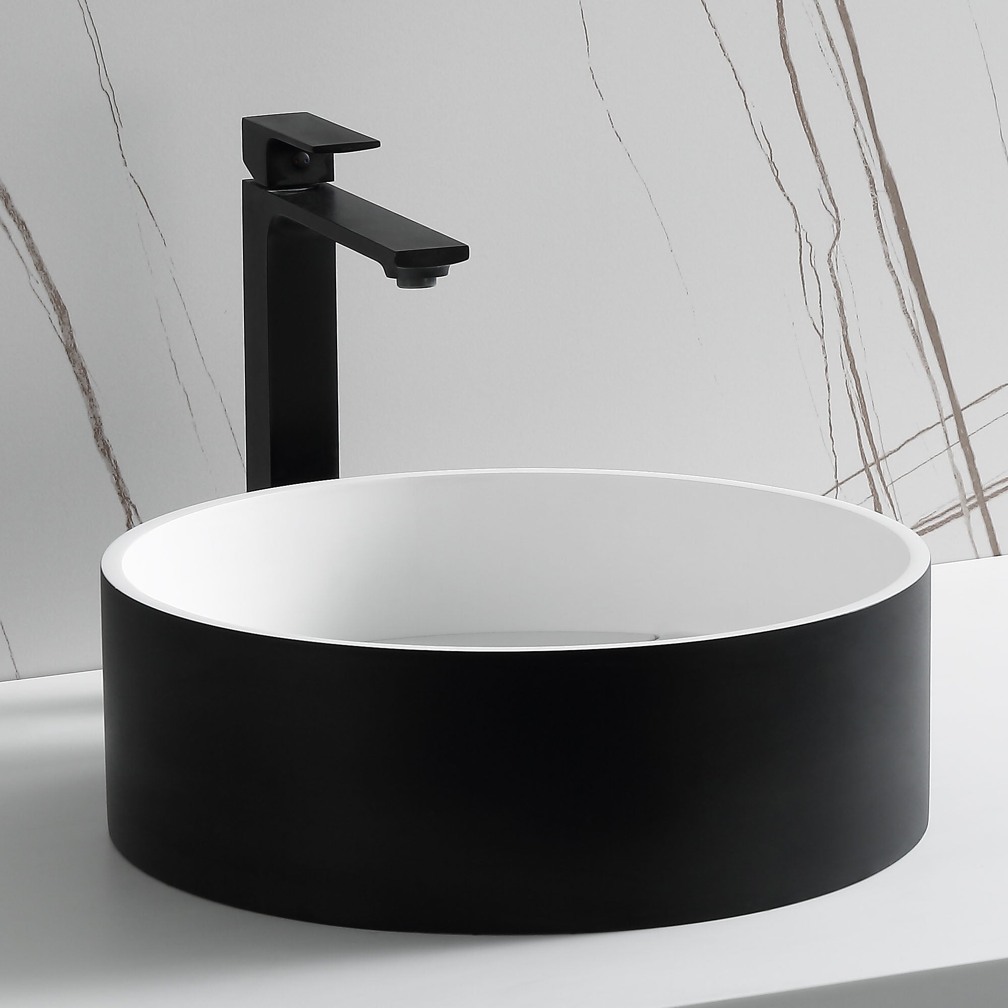 ALFI ABRS15RBM Black Matte 15" Round Solid Surface Resin Sink