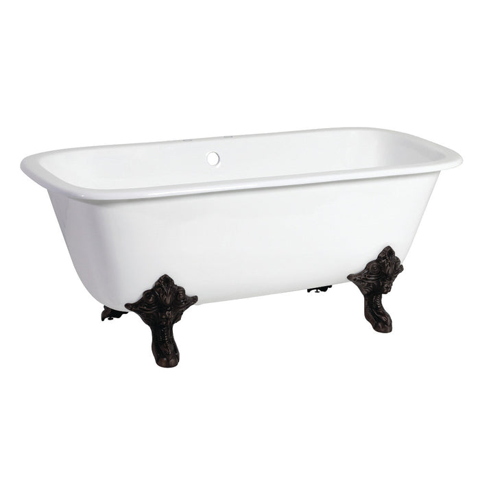 Aqua Eden VCTQ7D6732NL0 67" Cast Iron Rectangular Double Ended Clawfoot Tub (7" Faucet Drillings), White/Matte Black