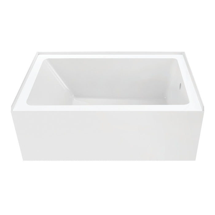 Aqua Eden VTAP5436R22 54" Acrylic Rectangular 3-Wall Alcove Tub, Right Hand Drain, Glossy White