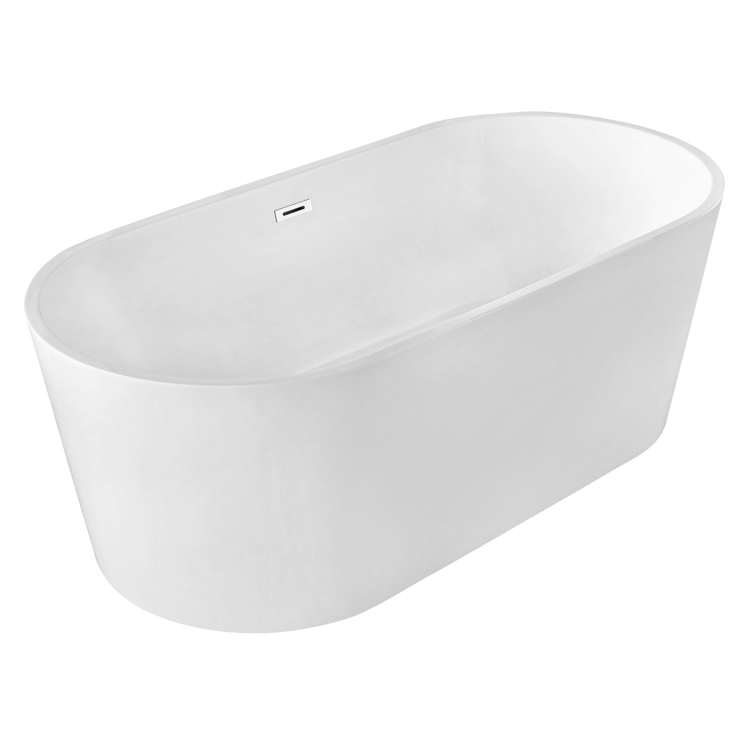 Kingston Brass VTDE603023BA 59" Acrylic Oval Double Ended Freestanding Tub with Drain, Glossy White