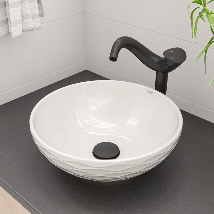 ALFI ABC909 White 17" Decorative Round Vessel Above Mount Ceramic Sink