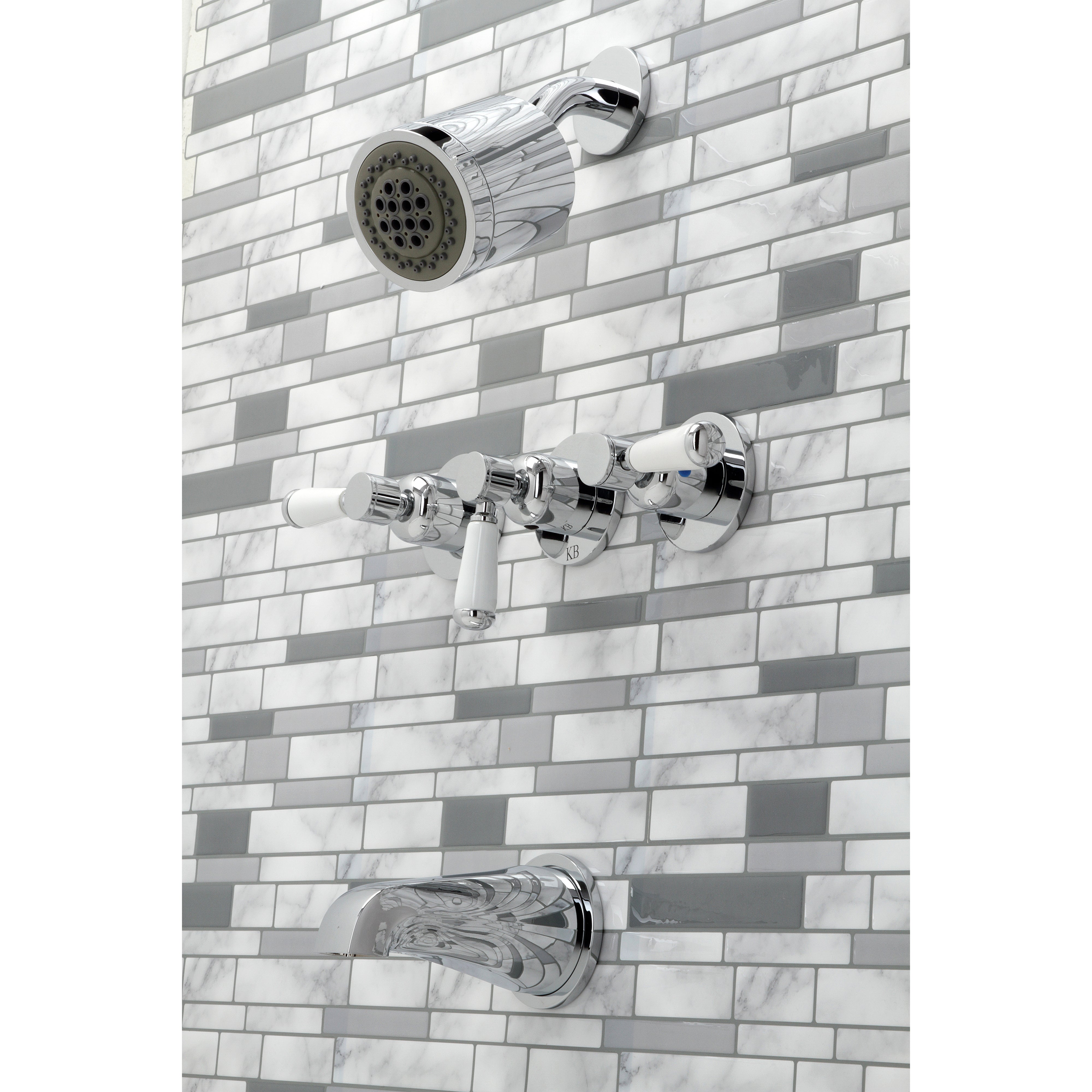 Kingston Brass KBX8131DPL Paris Triple-Handle Tub and Shower Faucet, Polished Chrome